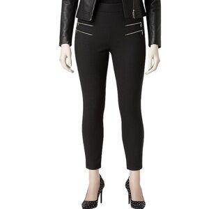 PHILOSOPHY REPUBLIC Leggings Ponte Knit Charcoal Gray Silver Zippers Medium NWT